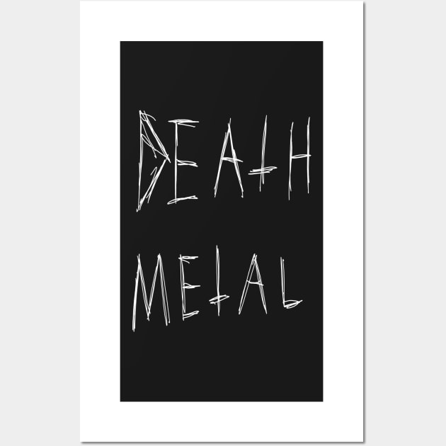 Death Metal Dark Text Sketch Design (white) Wall Art by MacSquiddles